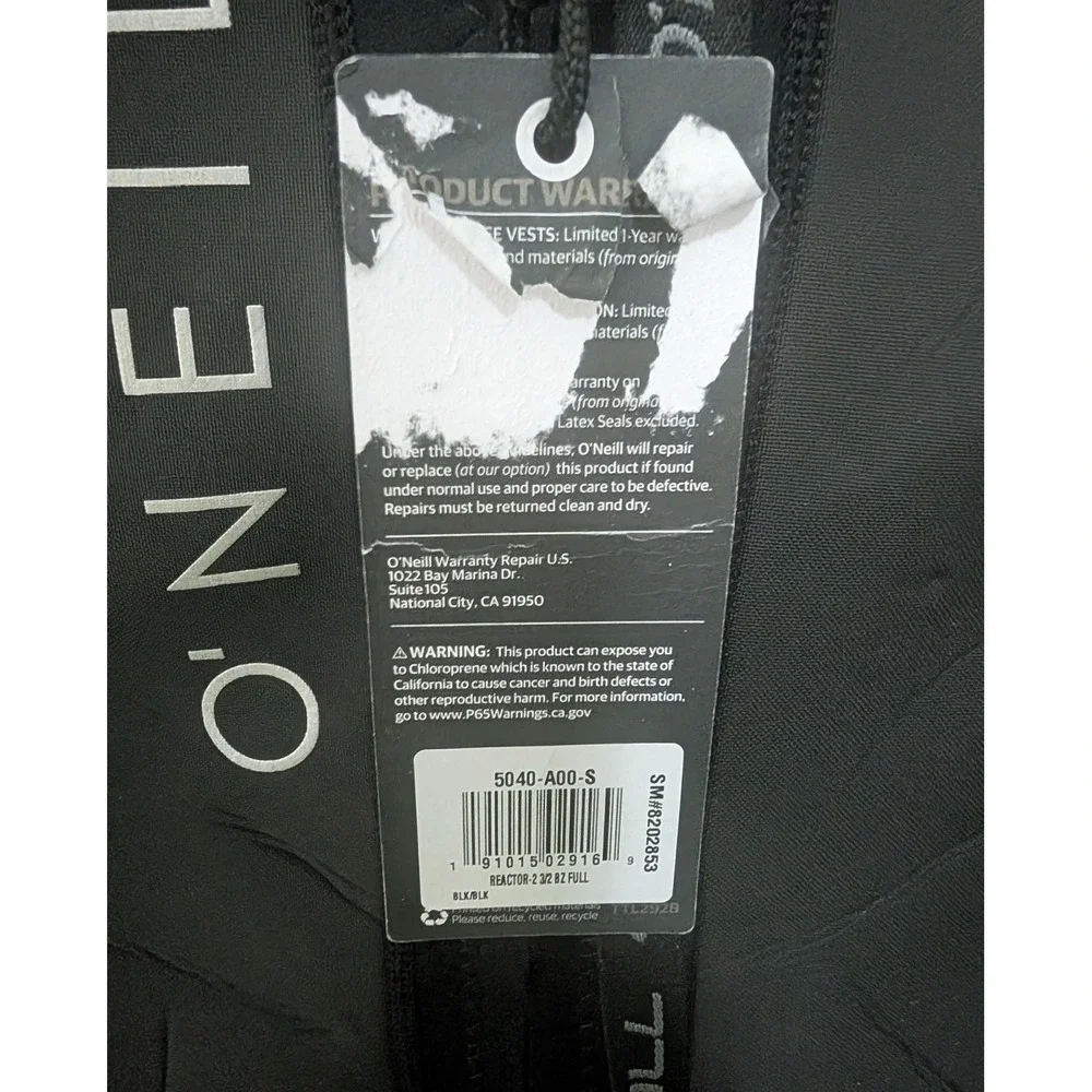 O'Neill Reactor II 3/2mm Back Zip Full Wetsuit Black 5040 Small NWT